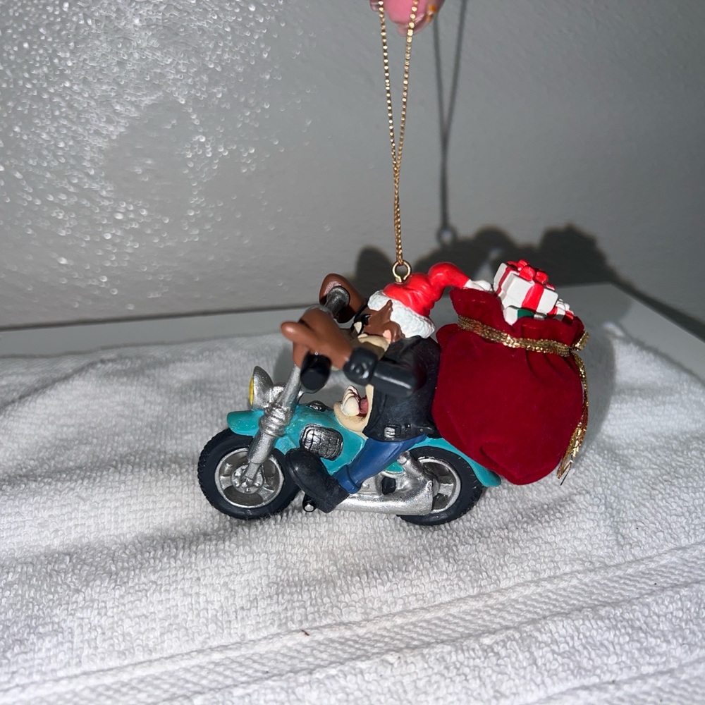 Warner Bros. Taz Santa Motorcycle Ornament - Red, Silver, and Blue